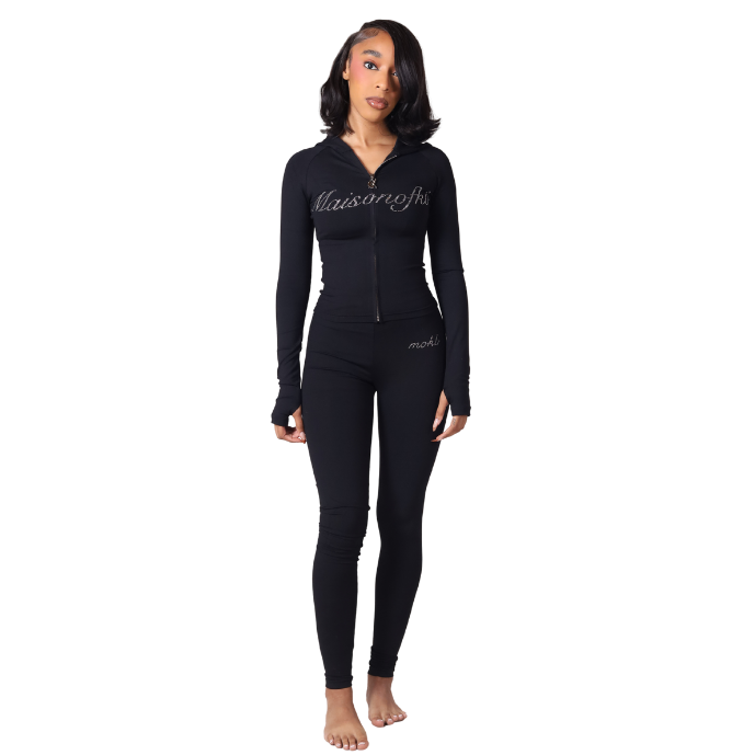 Black Bling Straight Pants