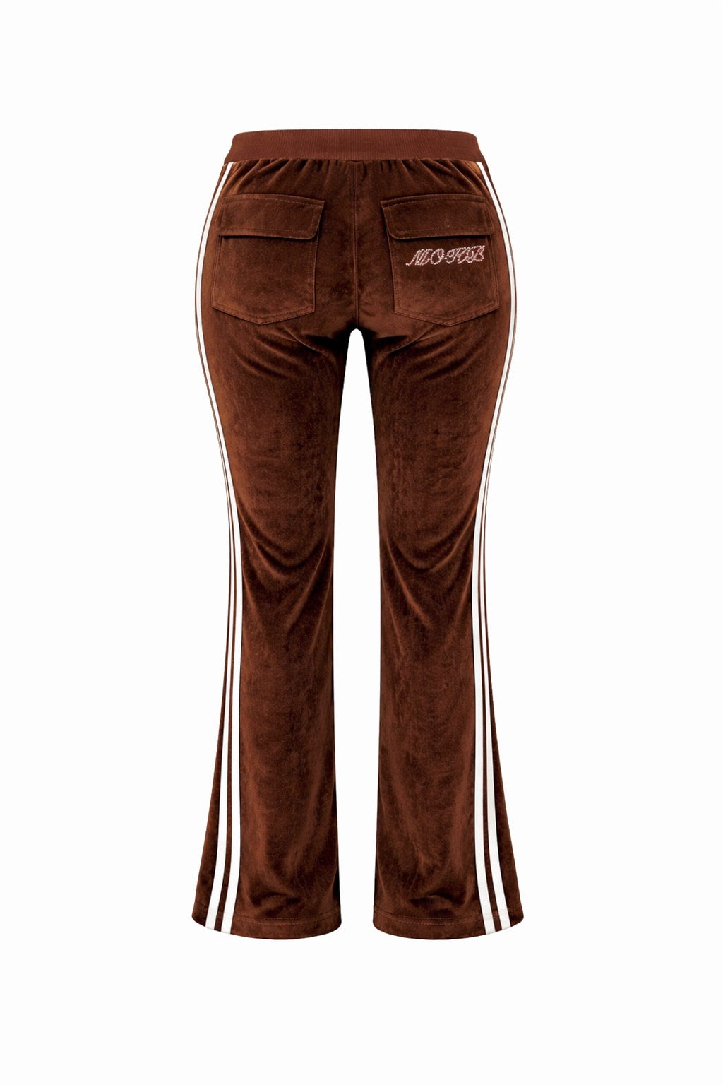 Brown/White Velour Bling Track Joggers