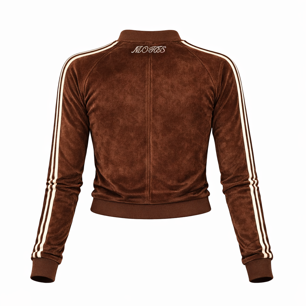 Brown/White Velour Bling Track Jacket