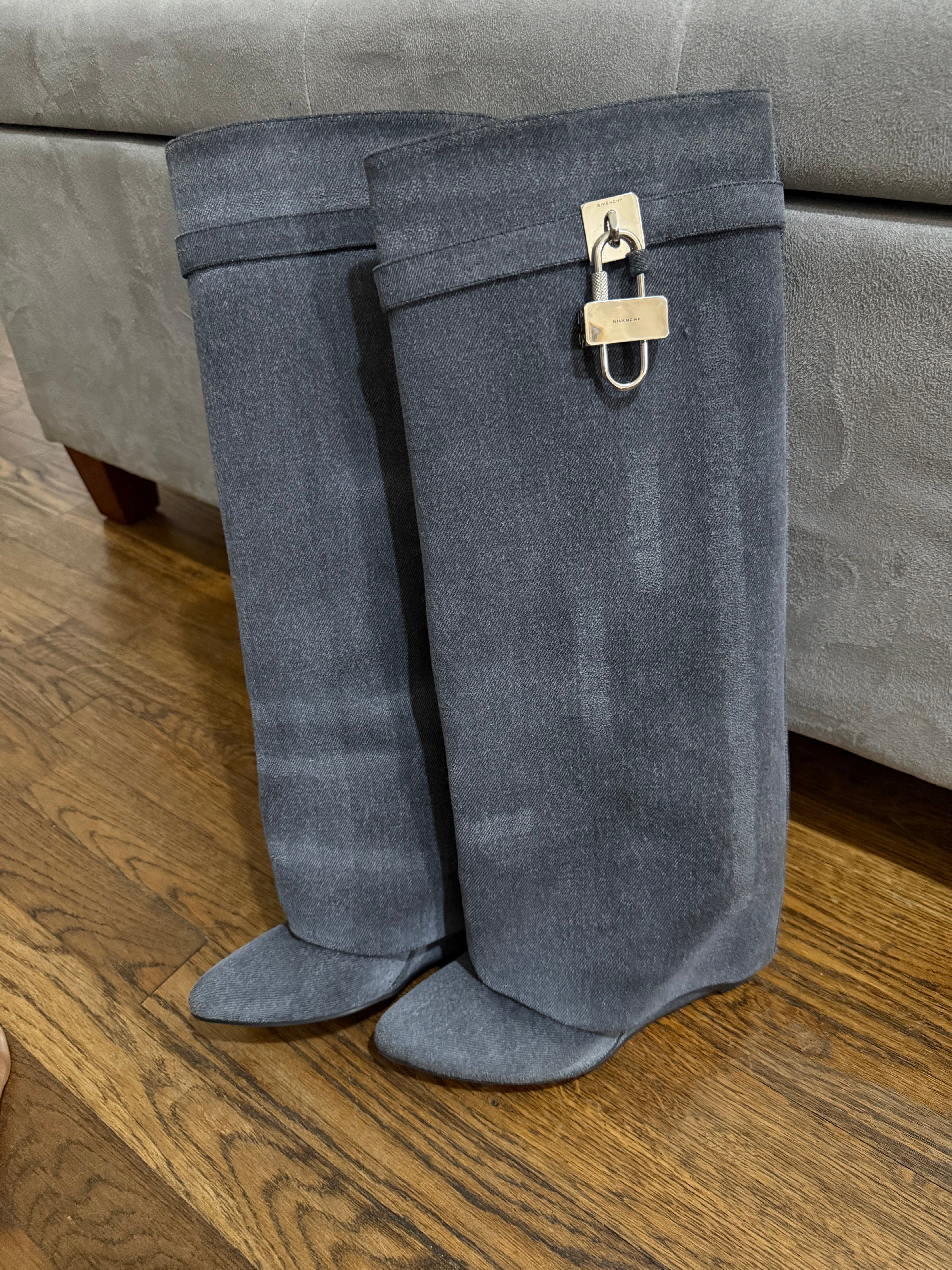 Washed Denim Givenchy Shark Boots