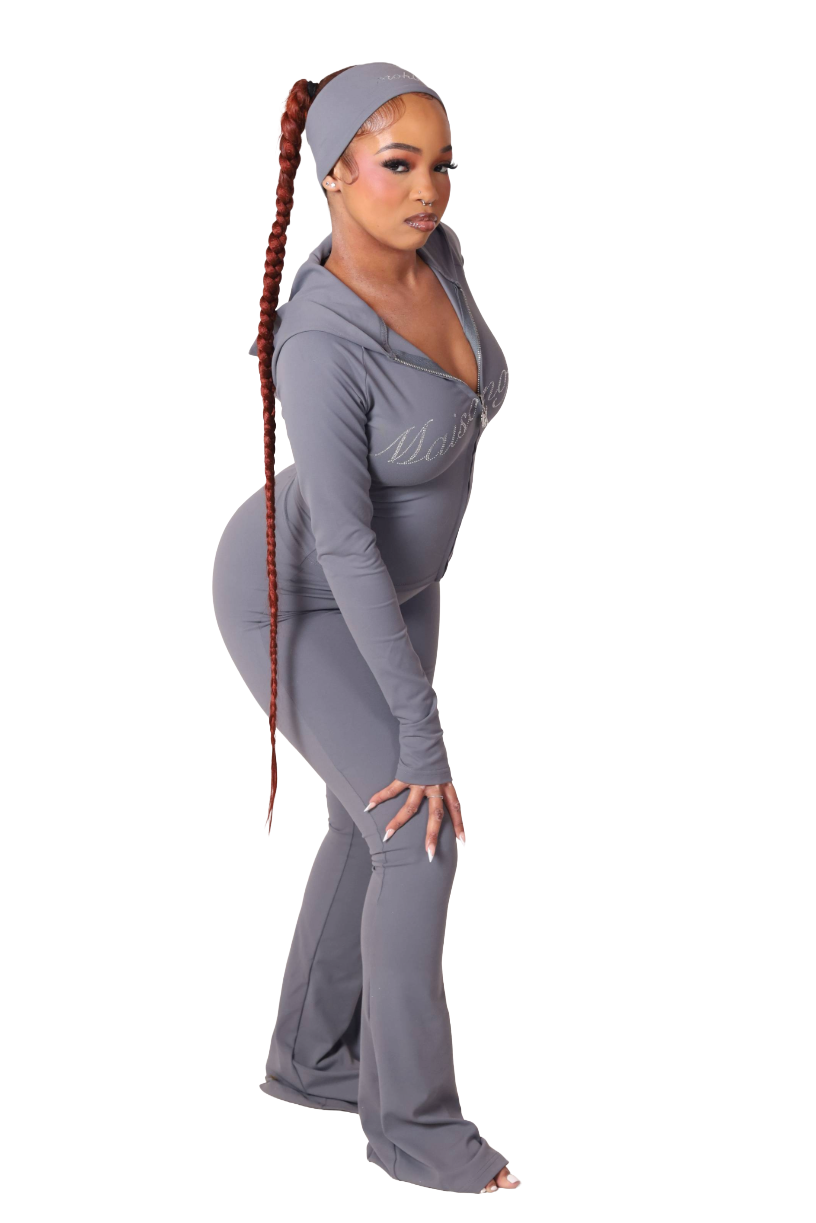 Grey Bling Flare Pants