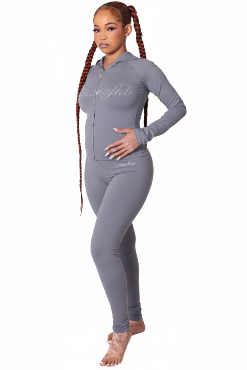 Grey Bling Straight Pants