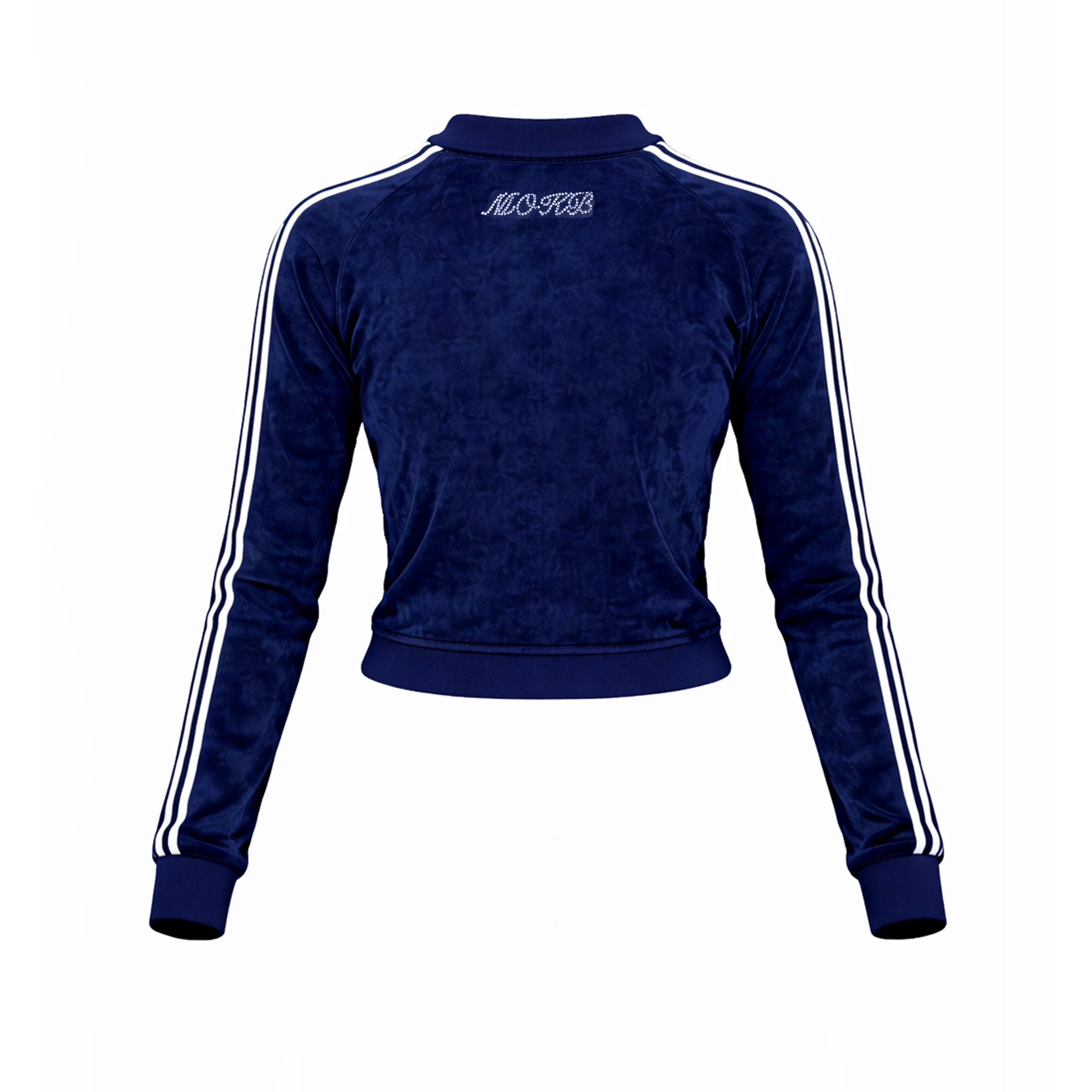 Navy Blue/White Velour Bling Track Jacket