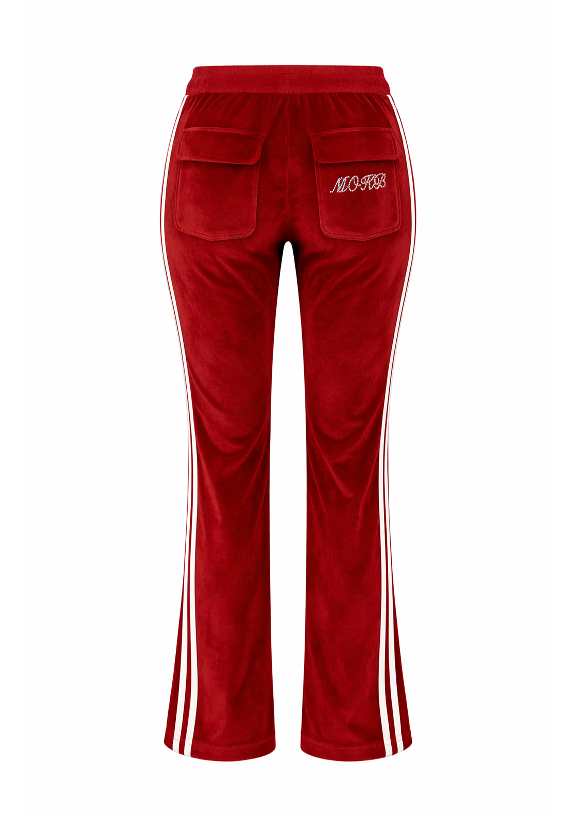 Red/White Velour Bling Track Joggers